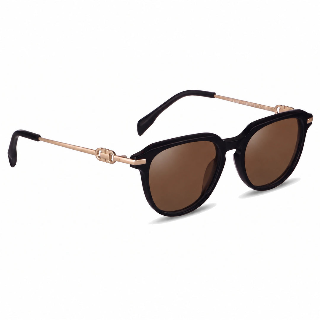 Lentes de sol Fiore 5409 Negro cristal Cafe polarizado vista tres cuartos mujer #color_cafe