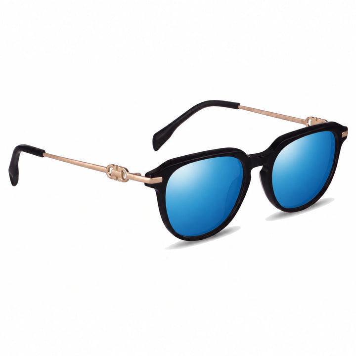 Lentes de sol Fiore 5409 Negro cristal Espejado Azul polarizado vista tres cuartos mujer #color_espejado-azul