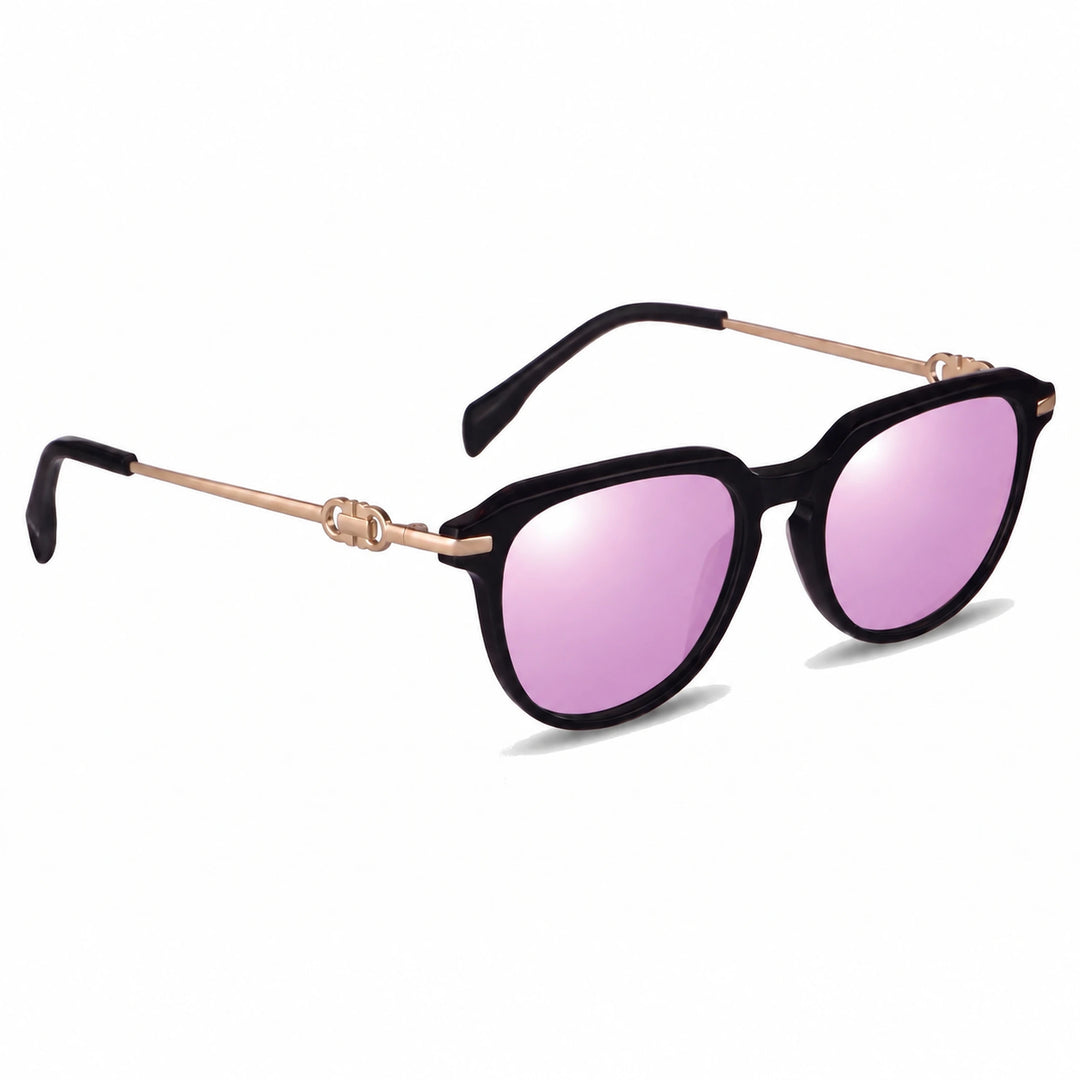 Lentes de sol Fiore 5409 Negro cristal Espejado Rosado polarizado vista tres cuartos mujer #color_espejado-rosado