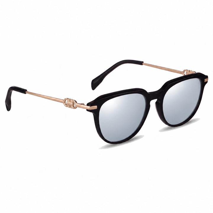 Lentes de sol Fiore 5409 Negro cristal Espejado Silver polarizado vista tres cuartos mujer #color_espejado-silver