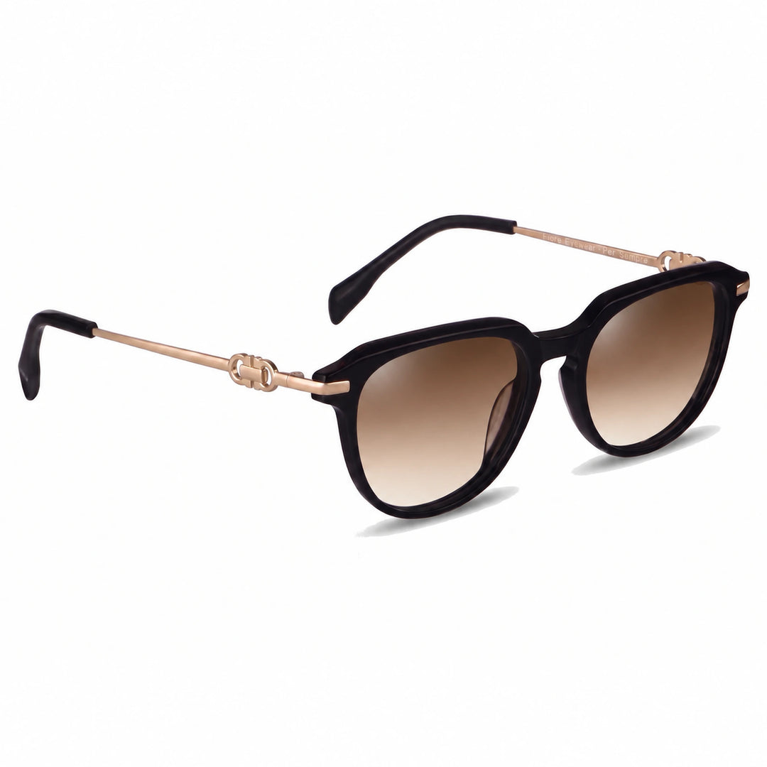 Lentes de sol Fiore 5409 Negro cristal Gradiente Cafe polarizado vista tres cuartos mujer #color_gradiente-cafe