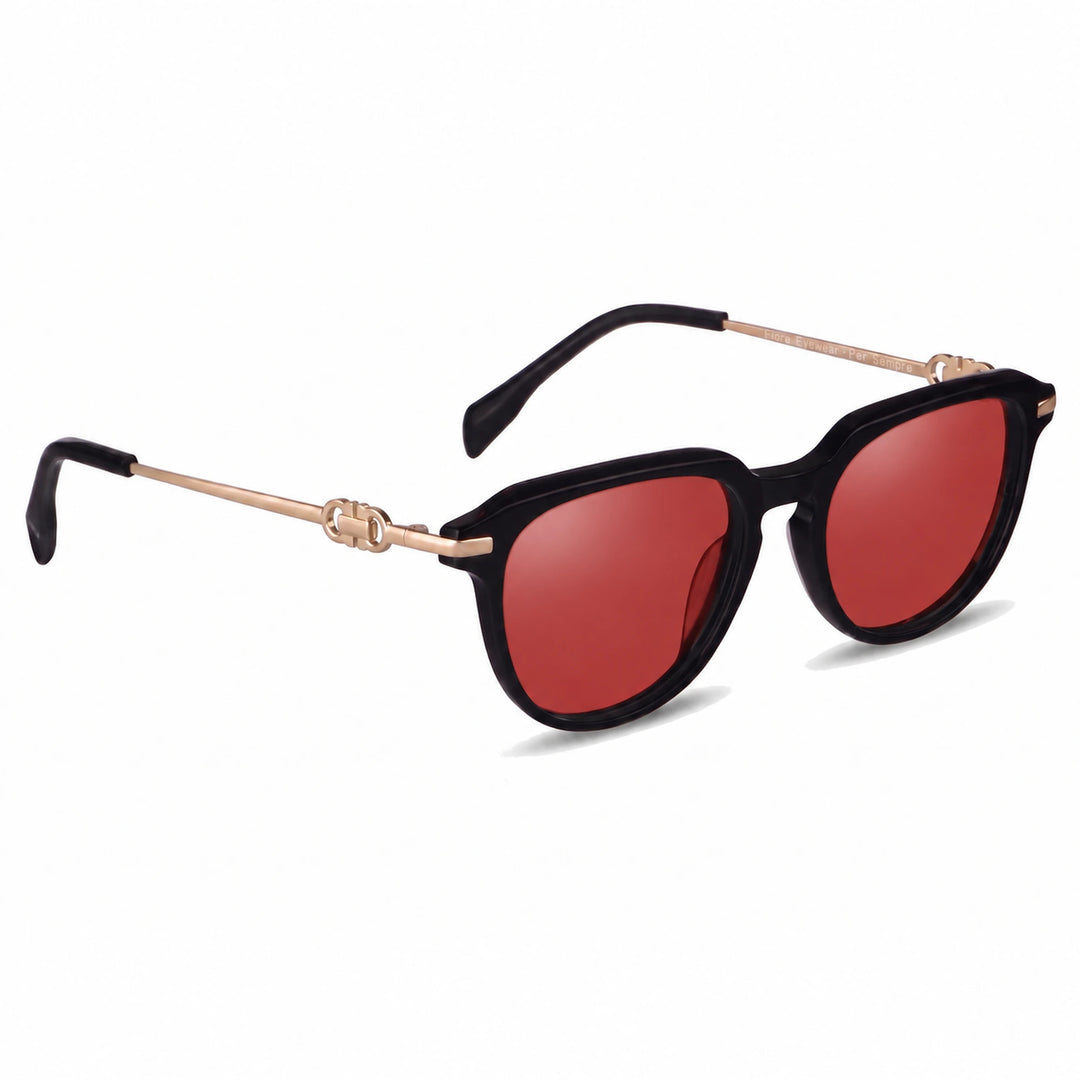 Lentes de sol Fiore 5409 Negro cristal Rojo polarizado vista tres cuartos mujer #color_rojo