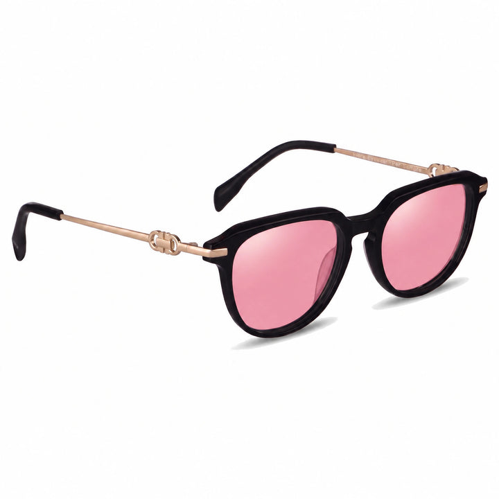 Lentes de sol Fiore 5409 Negro cristal Rosado polarizado vista tres cuartos mujer #color_rosado