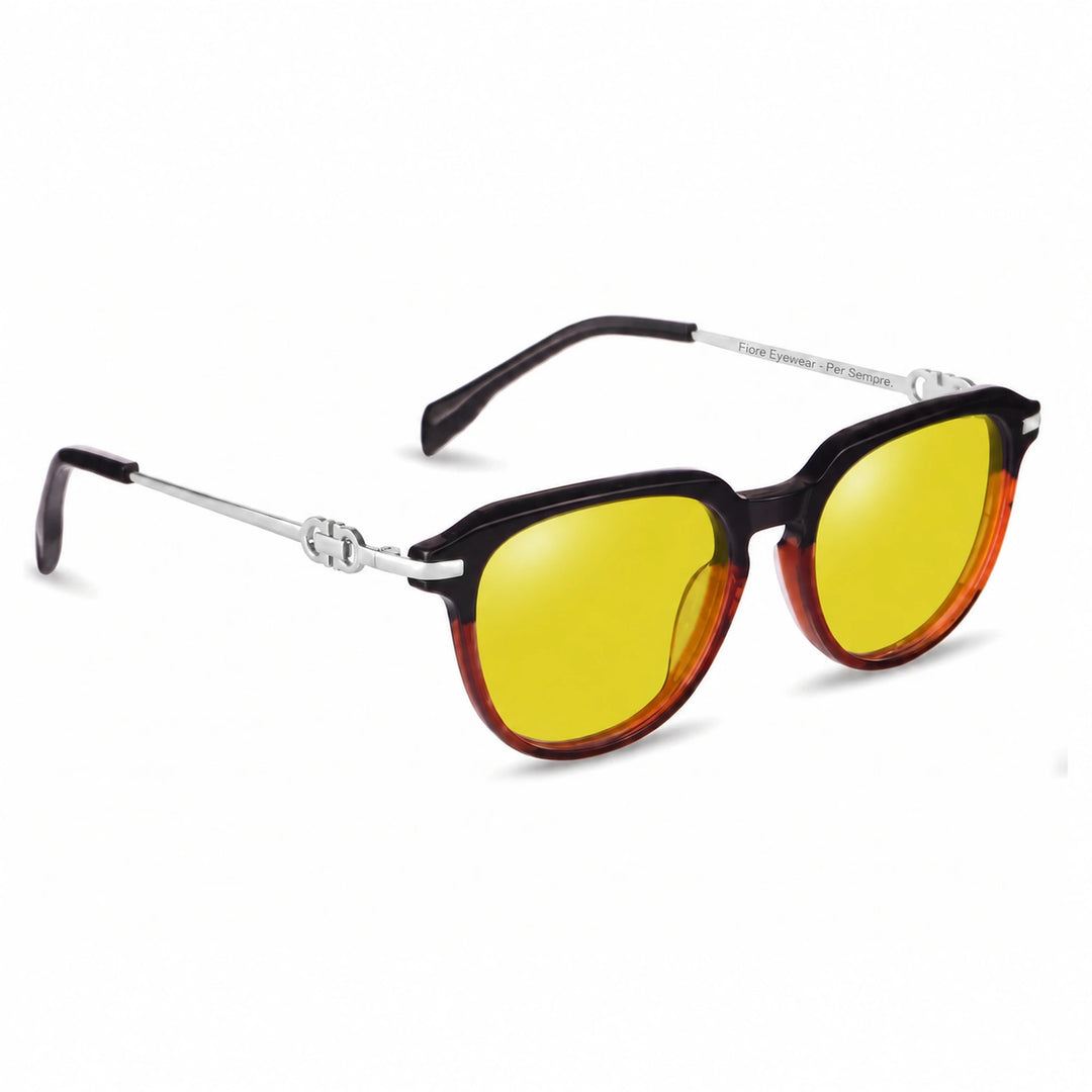 Lentes de sol Fiore 5409 Brown cristal Amarillo polarizado vista tres cuartos mujer #color_amarillo