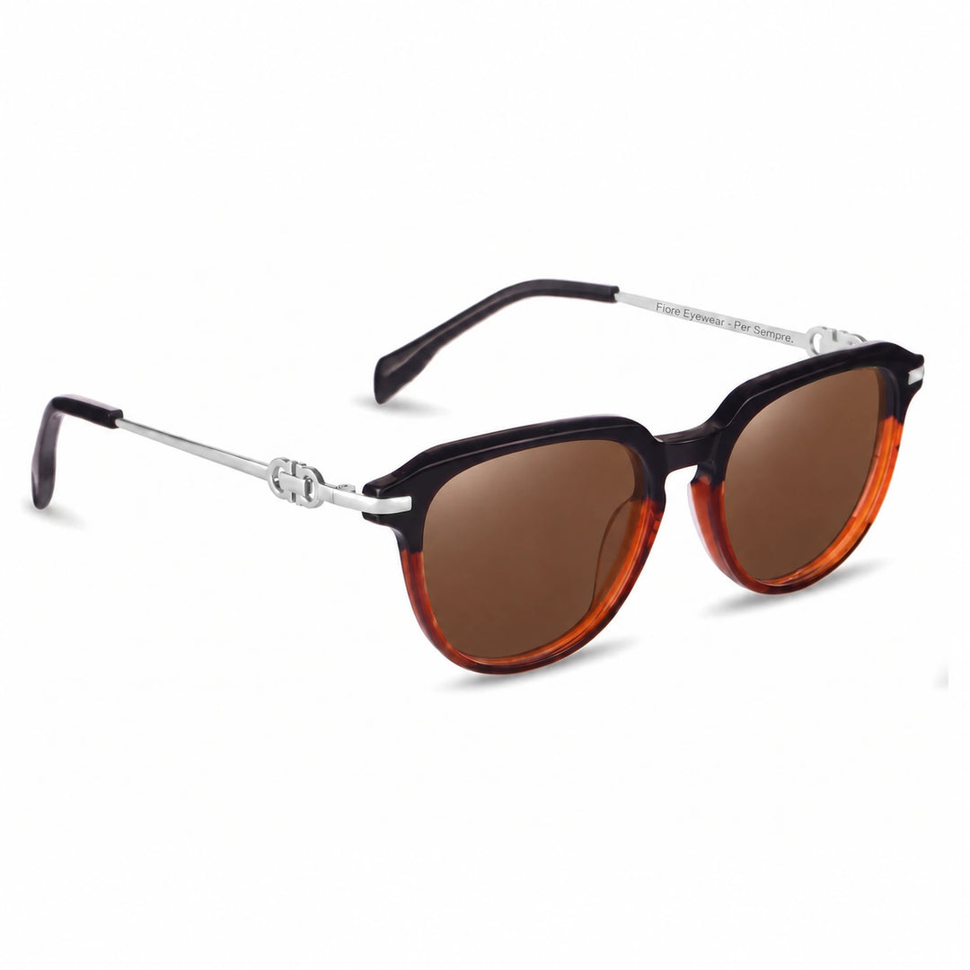 Lentes de sol Fiore 5409 Brown cristal Cafe polarizado vista tres cuartos mujer #color_cafe