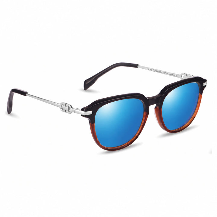 Lentes de sol Fiore 5409 Brown cristal Espejado Azul polarizado vista tres cuartos mujer #color_espejado-azul