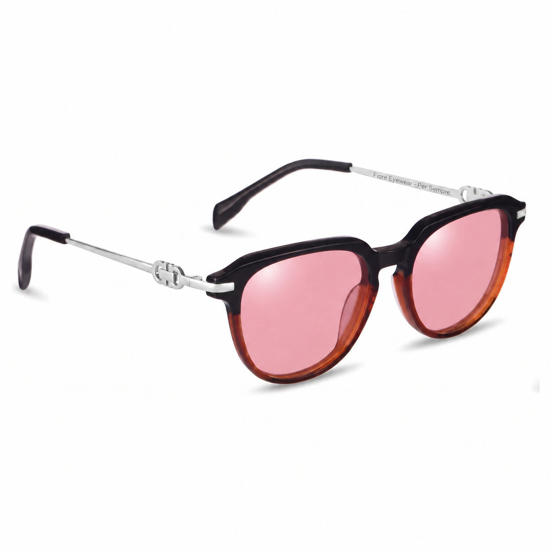 Lentes de sol Fiore 5409 Brown cristal Rosado polarizado vista tres cuartos mujer #color_rosado