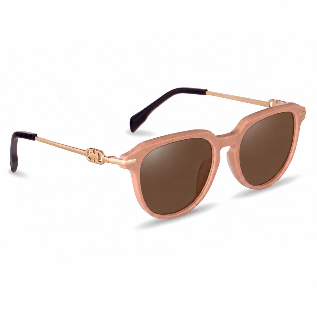 Lentes de sol Fiore 5409 Rosado cristal Cafe polarizado vista tres cuartos mujer #color_cafe