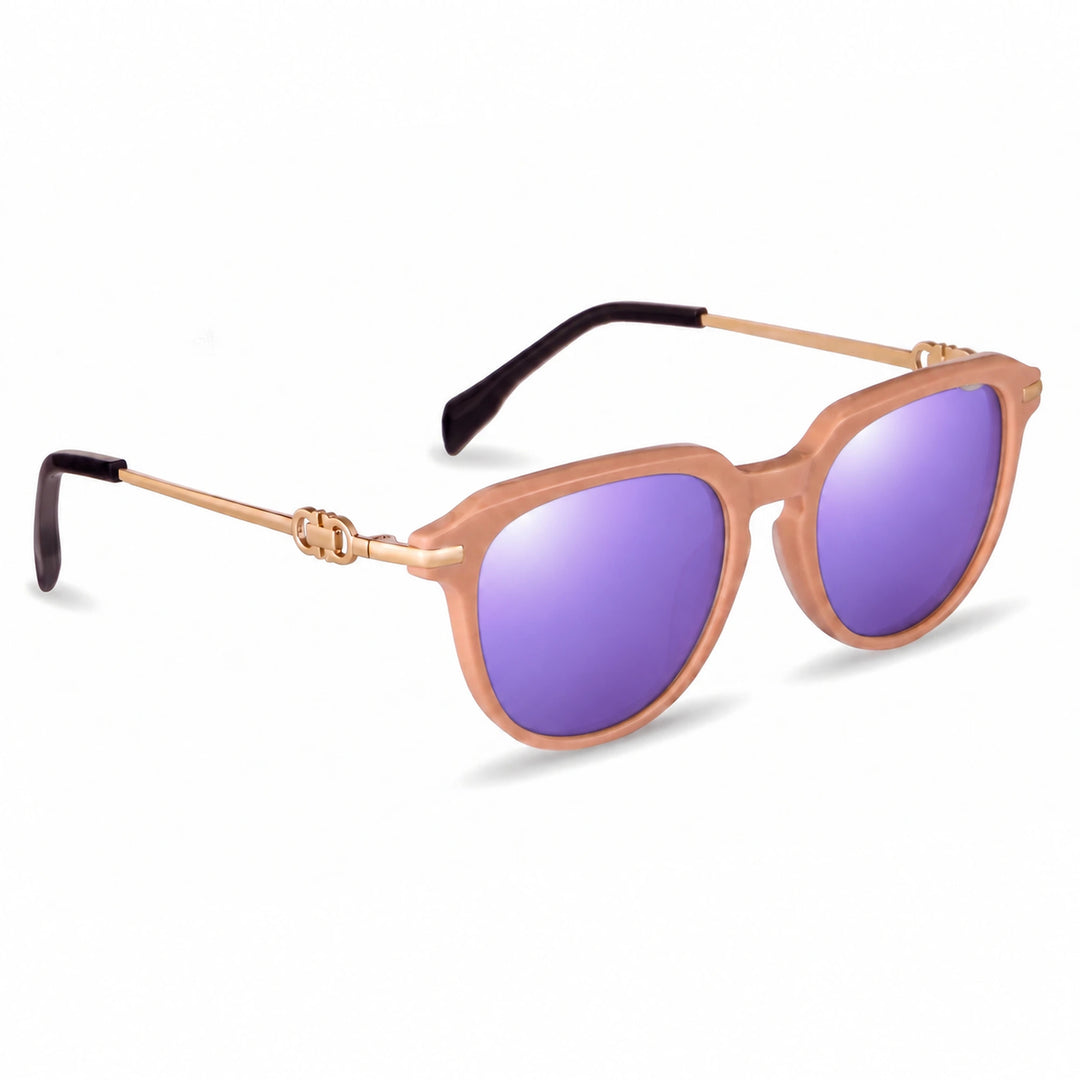 Lentes de sol Fiore 5409 Rosado cristal Espejado Morado polarizado vista tres cuartos mujer #color_espejado-morado