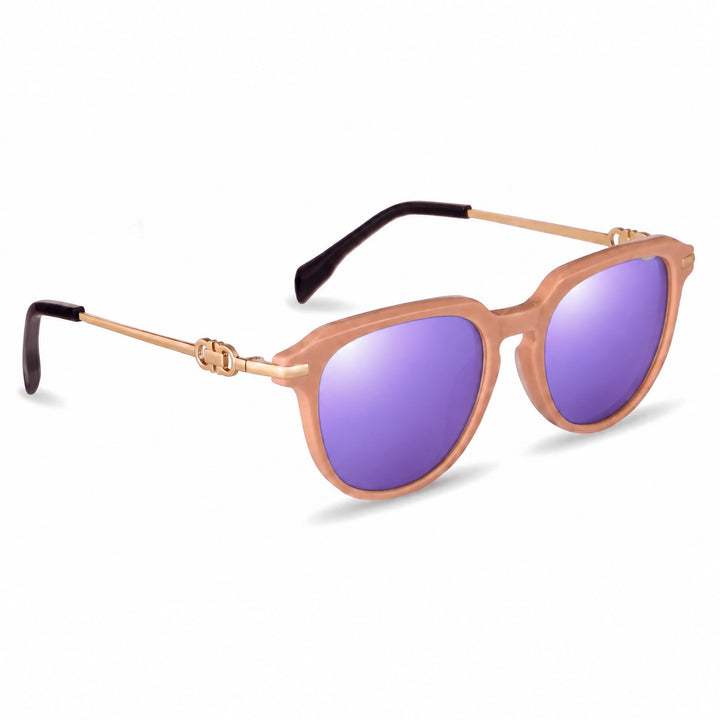 Lentes de sol Fiore 5409 Rosado cristal Espejado Morado polarizado vista tres cuartos mujer #color_espejado-morado