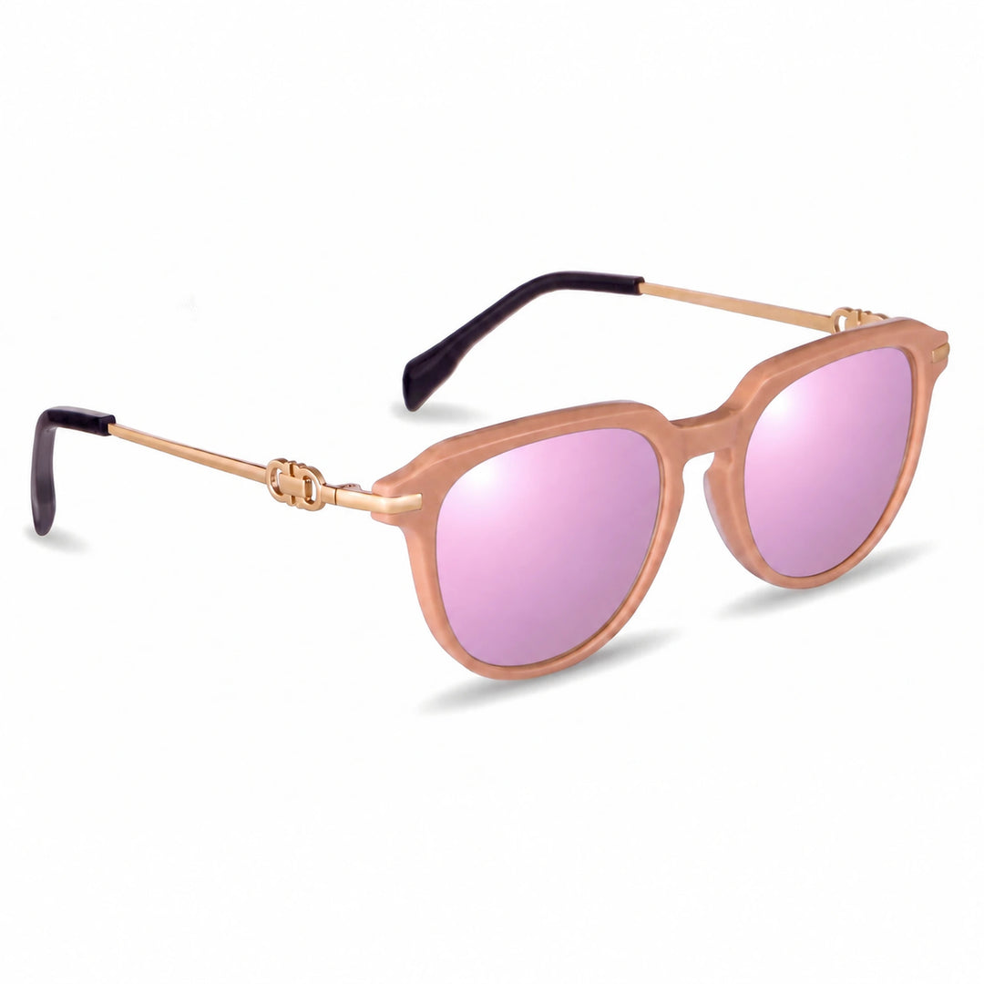 Lentes de sol Fiore 5409 Rosado cristal Espejado Rosado polarizado vista tres cuartos mujer #color_espejado-rosado