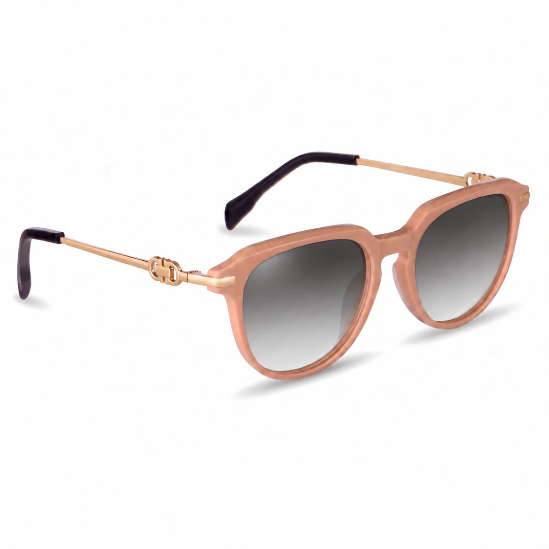 Lentes de sol Fiore 5409 Rosado cristal Gradiente Gris polarizado vista tres cuartos mujer #color_gradiente-gris