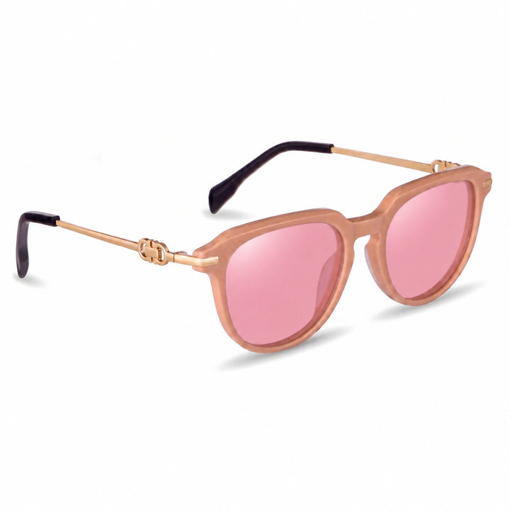 Lentes de sol Fiore 5409 Rosado cristal Rosado polarizado vista tres cuartos mujer #color_rosado