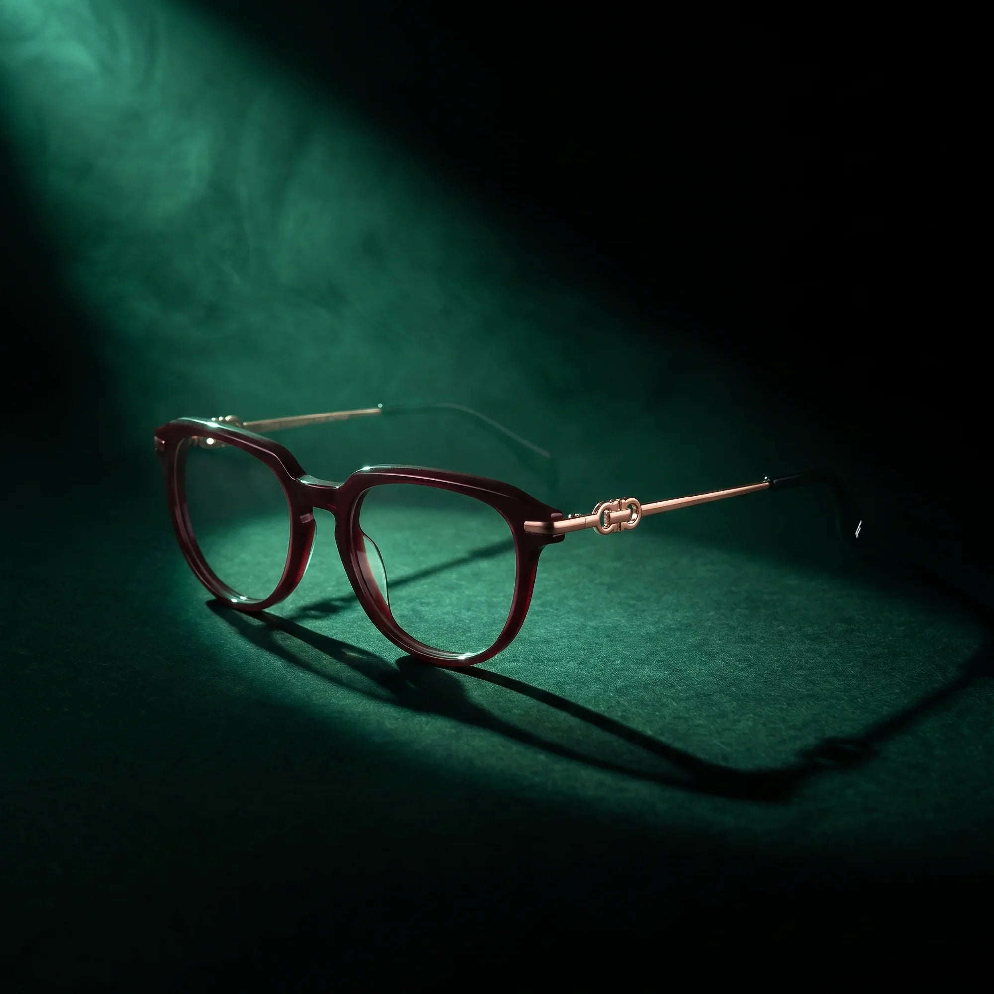Anteojos Fiore 5409 en brown red – bajo un haz de luz teatral