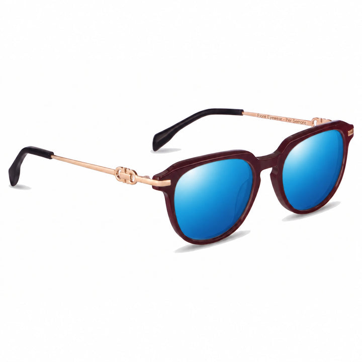 Lentes de sol Fiore 5409 Rojo cristal Espejado Azul polarizado vista tres cuartos mujer #color_espejado-azul