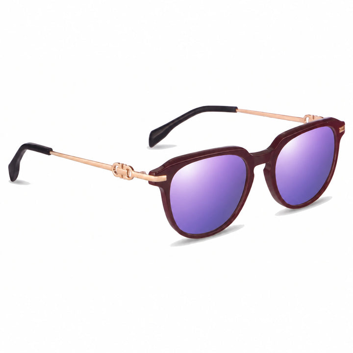 Lentes de sol Fiore 5409 Rojo cristal Espejado Morado polarizado vista tres cuartos mujer #color_espejado-morado