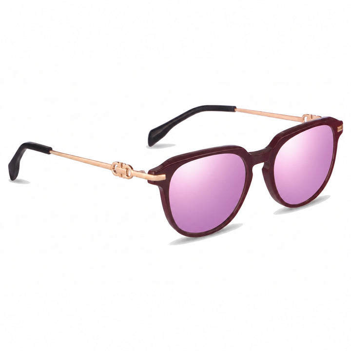 Lentes de sol Fiore 5409 Rojo cristal Espejado Rosado polarizado vista tres cuartos mujer #color_espejado-rosado
