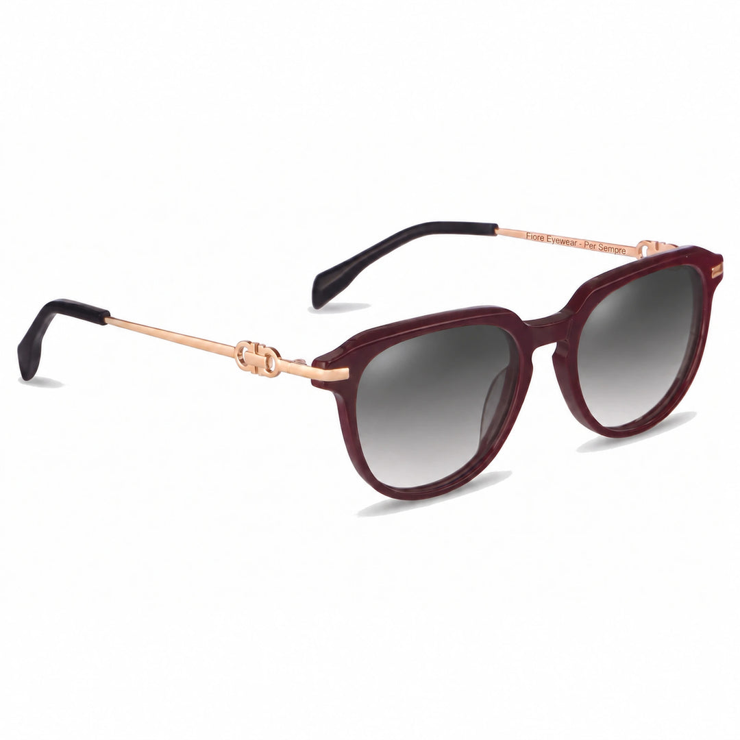 Lentes de sol Fiore 5409 Rojo cristal Gradiente Gris polarizado vista tres cuartos mujer #color_gradiente-gris