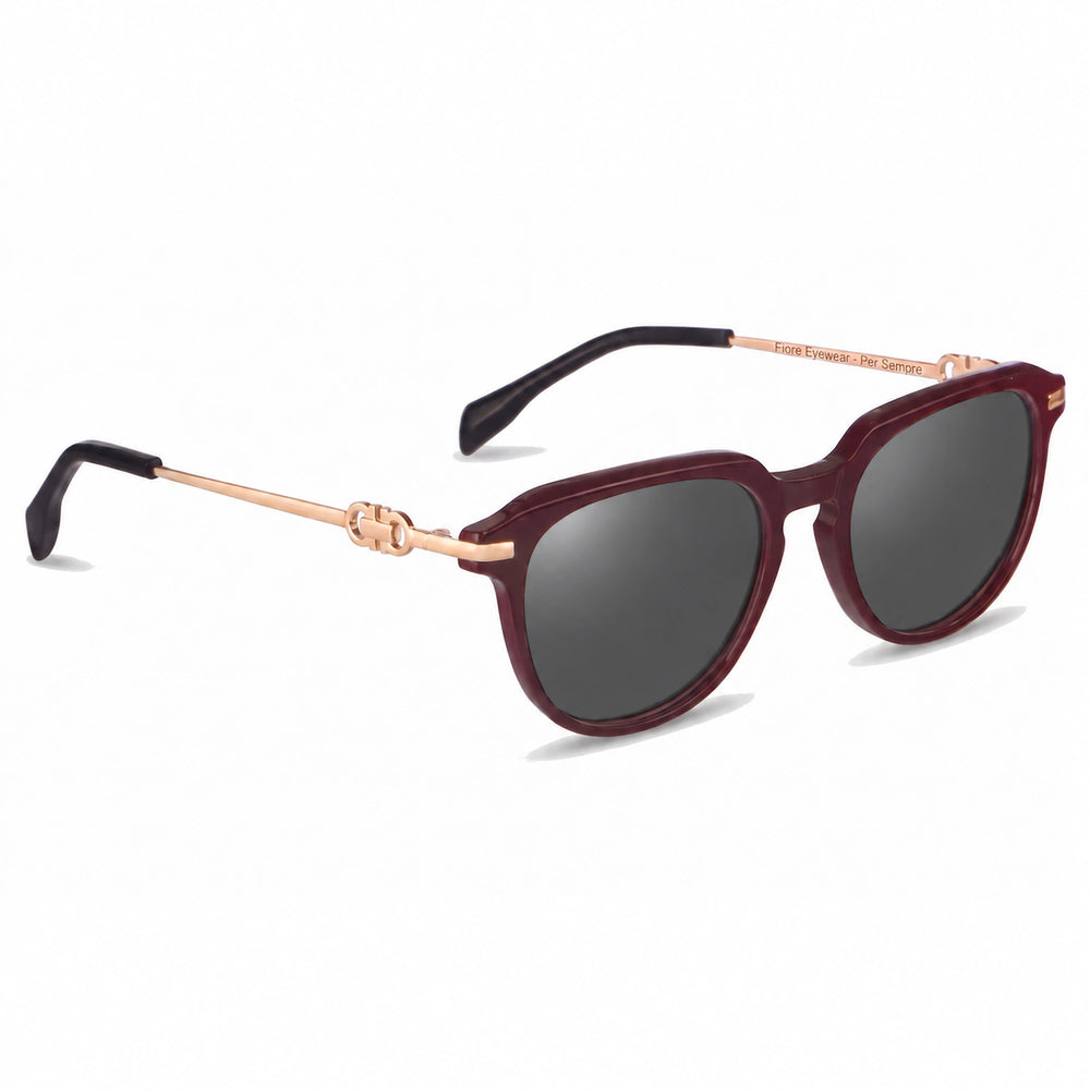 Lentes de sol Fiore 5409 Rojo cristal Negro polarizado vista tres cuartos mujer #color_negro