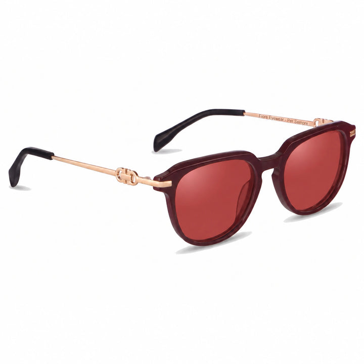 Lentes de sol Fiore 5409 Rojo cristal Rojo polarizado vista tres cuartos mujer #color_rojo