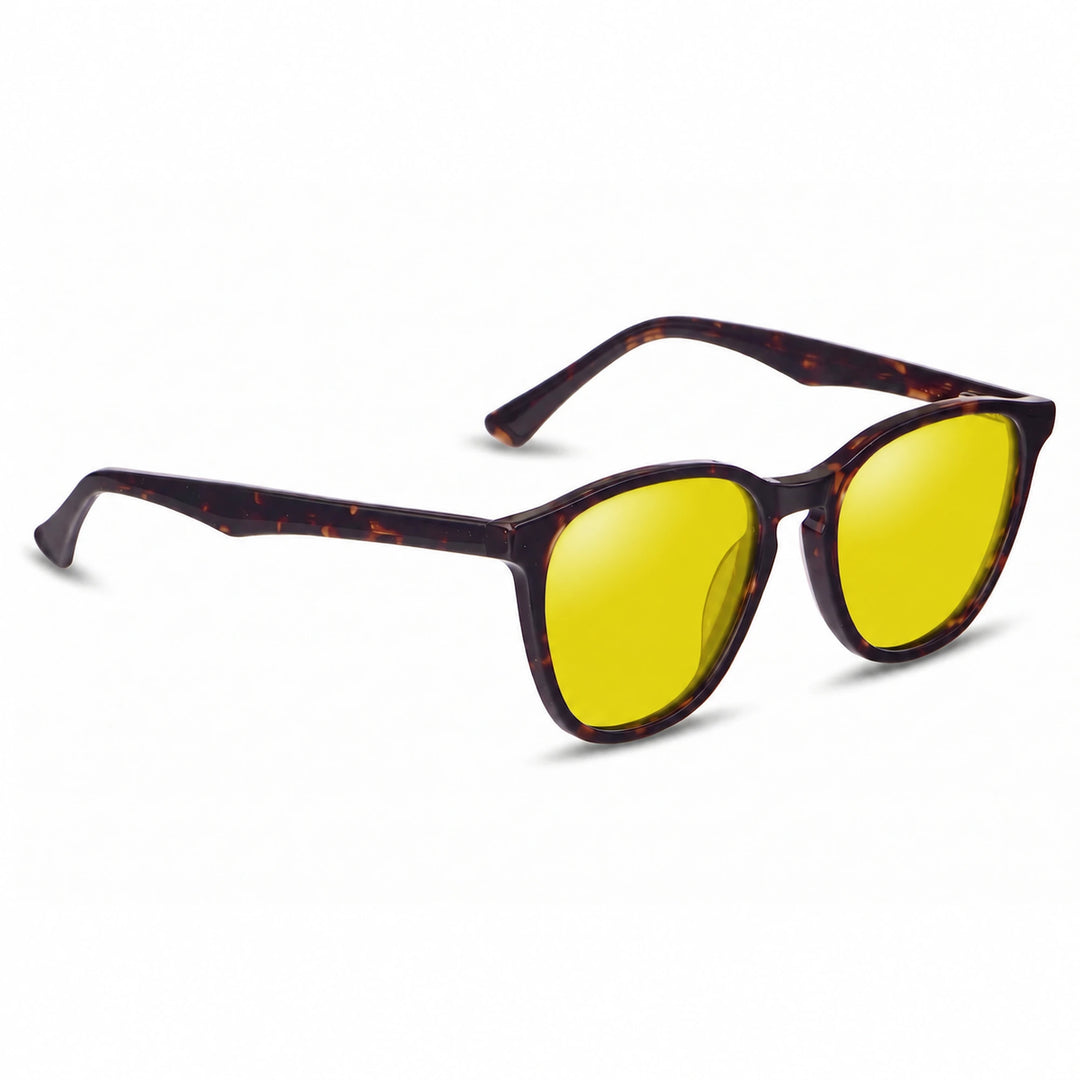 Lentes de sol Fiore 7046 Carey cristal Amarillo polarizado vista tres cuartos unisex #color_amarillo