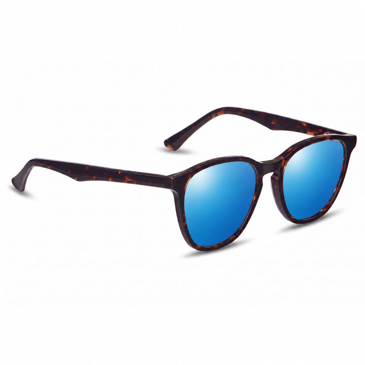 Lentes de sol Fiore 7046 Carey cristal Espejado Azul polarizado vista tres cuartos unisex #color_espejado-azul
