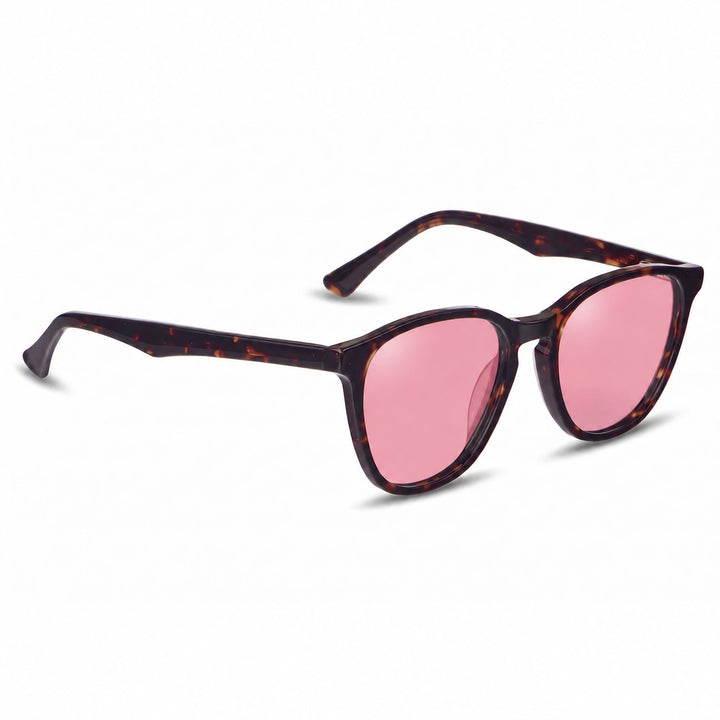Lentes de sol Fiore 7046 Carey cristal Rosado polarizado vista tres cuartos unisex #color_rosado