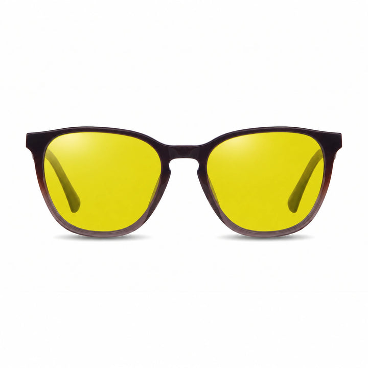 Lentes de sol Fiore 7046 Brown cristal Amarillo polarizado vista frontal unisex #color_amarillo #foto_frontal