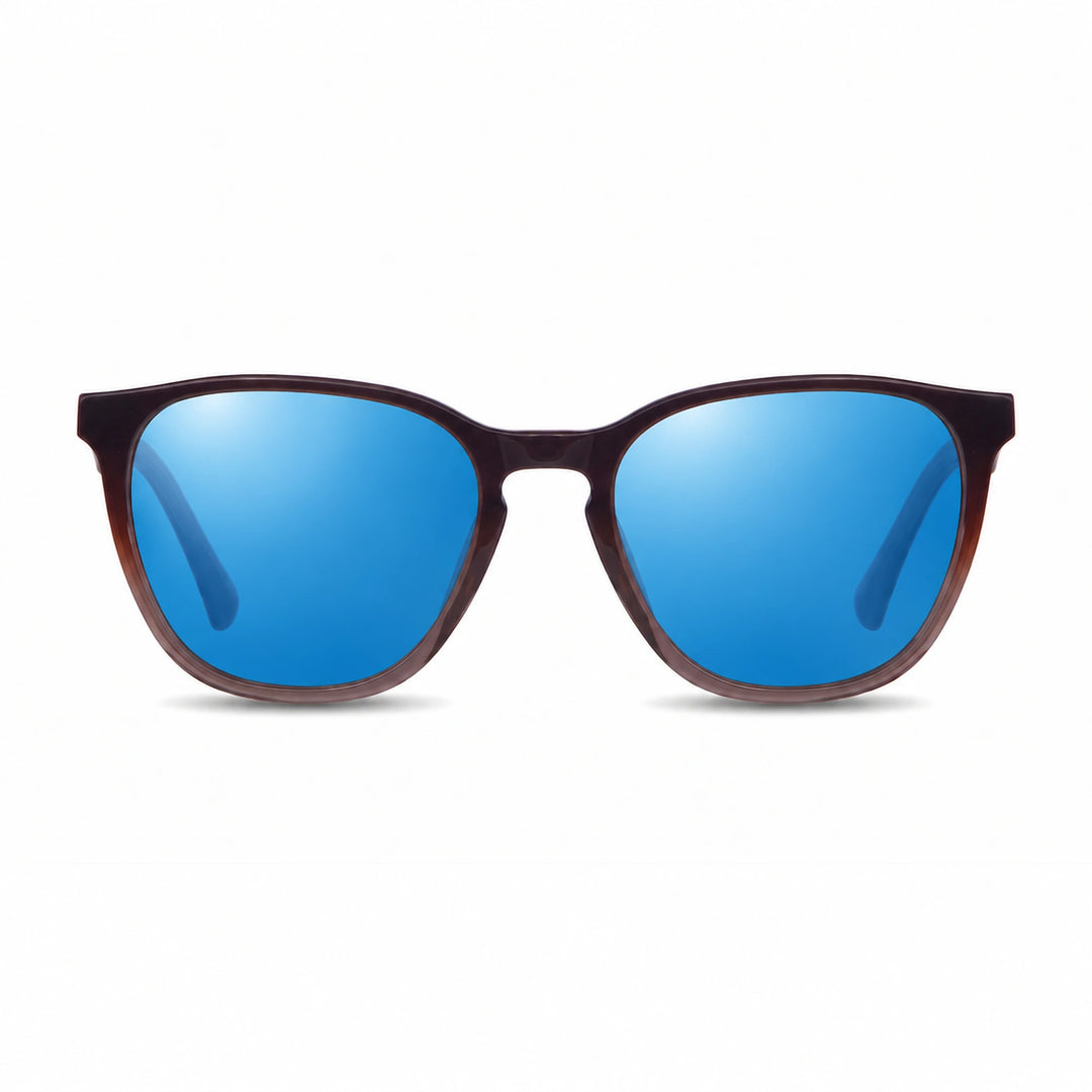 Lentes de sol Fiore 7046 Brown cristal Espejado Azul polarizado vista frontal unisex #color_espejado-azul #foto_frontal