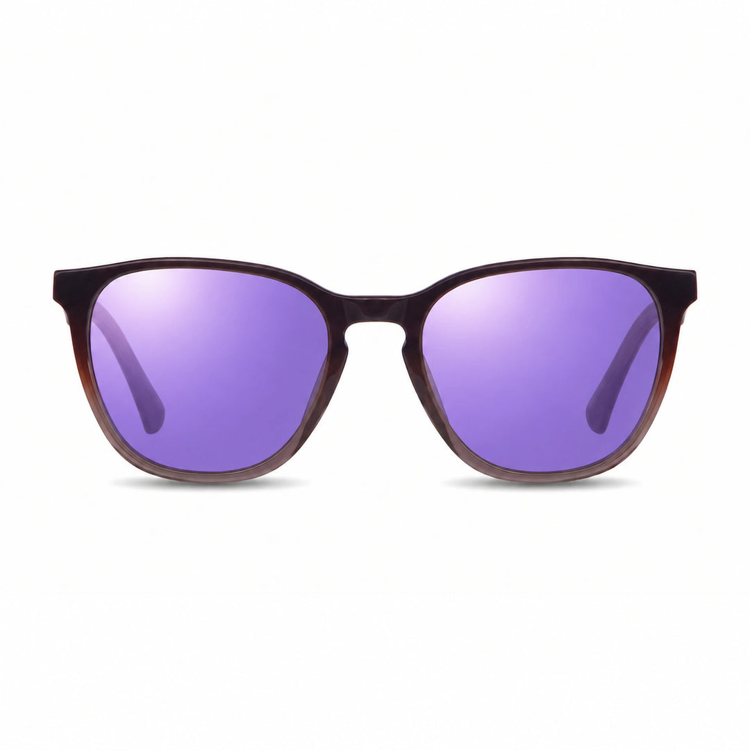 Lentes de sol Fiore 7046 Brown cristal Espejado Morado polarizado vista frontal unisex #color_espejado-morado #foto_frontal