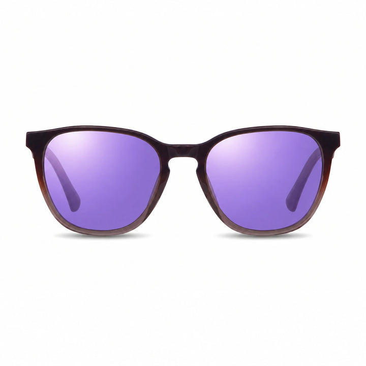 Lentes de sol Fiore 7046 Brown cristal Espejado Morado polarizado vista frontal unisex #color_espejado-morado #foto_frontal