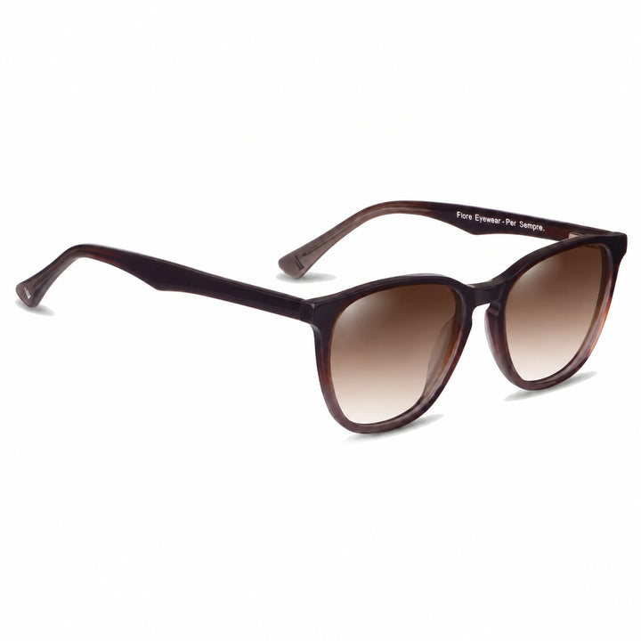Lentes de sol Fiore 7046 Brown cristal Gradiente Cafe polarizado vista tres cuartos unisex #color_gradiente-cafe
