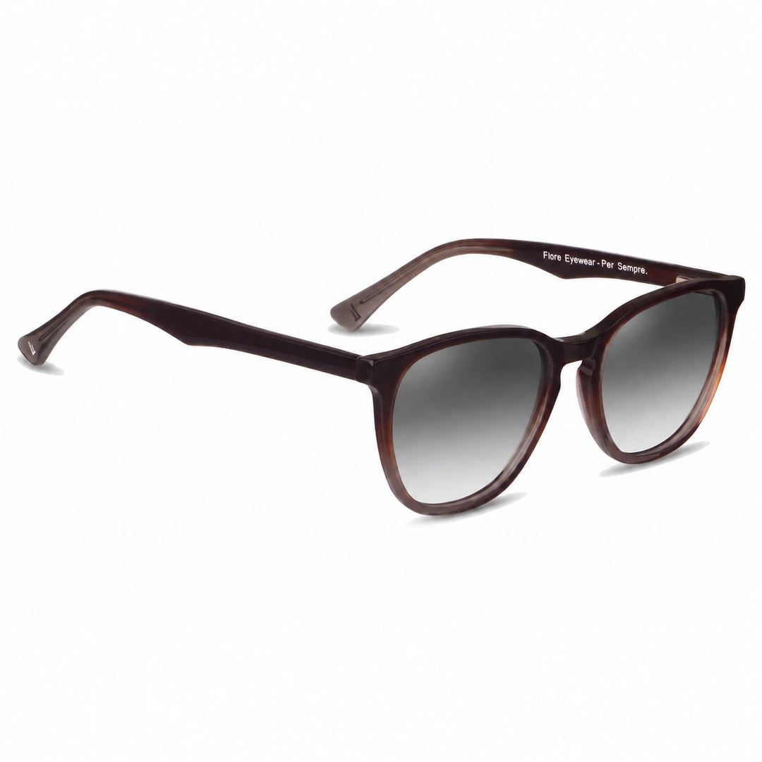 Lentes de sol Fiore 7046 Brown cristal Gradiente Gris polarizado vista tres cuartos unisex #color_gradiente-gris