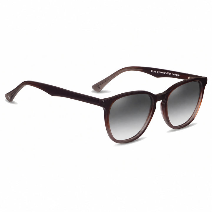 Lentes de sol Fiore 7046 Brown cristal Gradiente Gris polarizado vista tres cuartos unisex #color_gradiente-gris