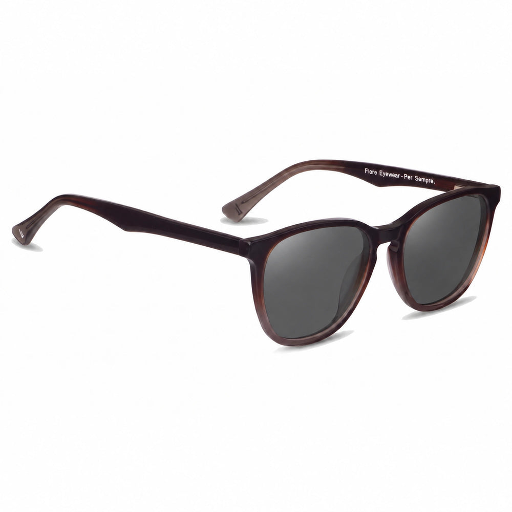 Lentes de sol Fiore 7046 Brown cristal Negro polarizado vista tres cuartos unisex #color_negro