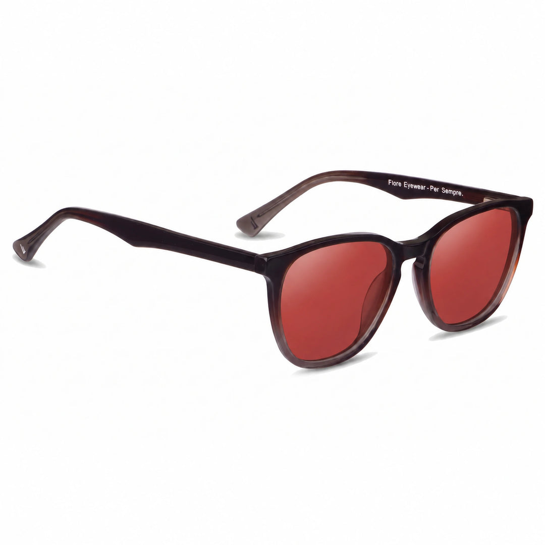 Lentes de sol Fiore 7046 Brown cristal Rojo polarizado vista tres cuartos unisex #color_rojo