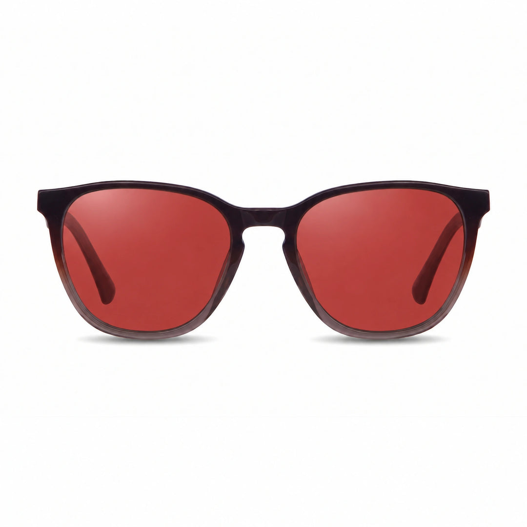 Lentes de sol Fiore 7046 Brown cristal Rojo polarizado vista frontal unisex #color_rojo #foto_frontal