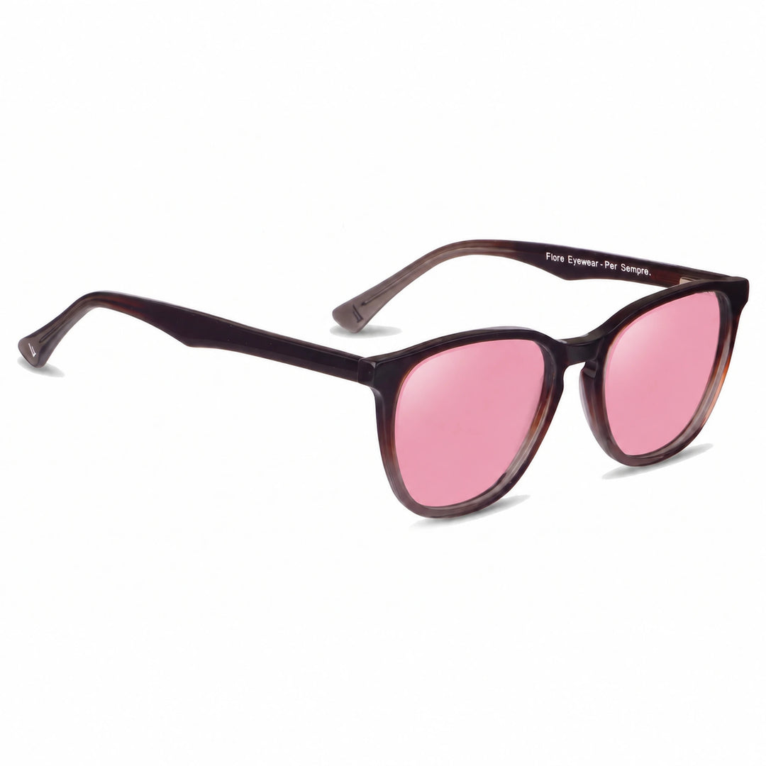 Lentes de sol Fiore 7046 Brown cristal Rosado polarizado vista tres cuartos unisex #color_rosado
