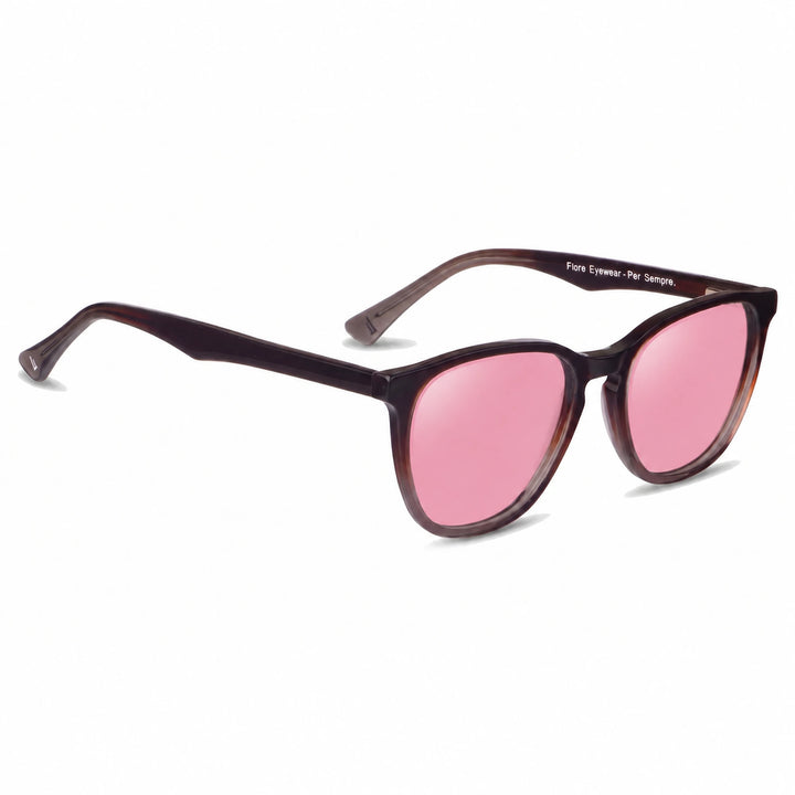 Lentes de sol Fiore 7046 Brown cristal Rosado polarizado vista tres cuartos unisex #color_rosado