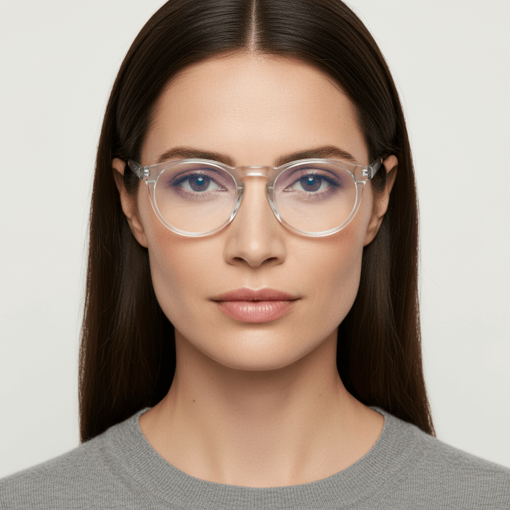anteojos opticos redondos pequeños para mujer hombre y niños en material sustentable #color_transparente