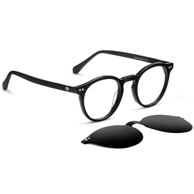 fran anteojos redondos de color negro con sobre lente iman clip de sol polarizado para lentes opticos con receta