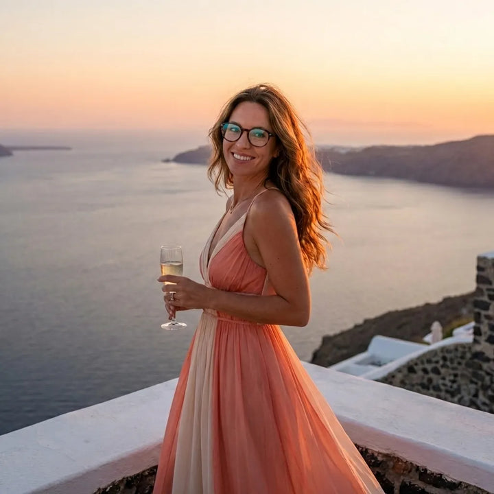 Lentes opticos Guapi Carey mujer en playa arena oceano antirreflex receta optica bio-acetato Bonoboss #editorial_mujer-playa #color_carey