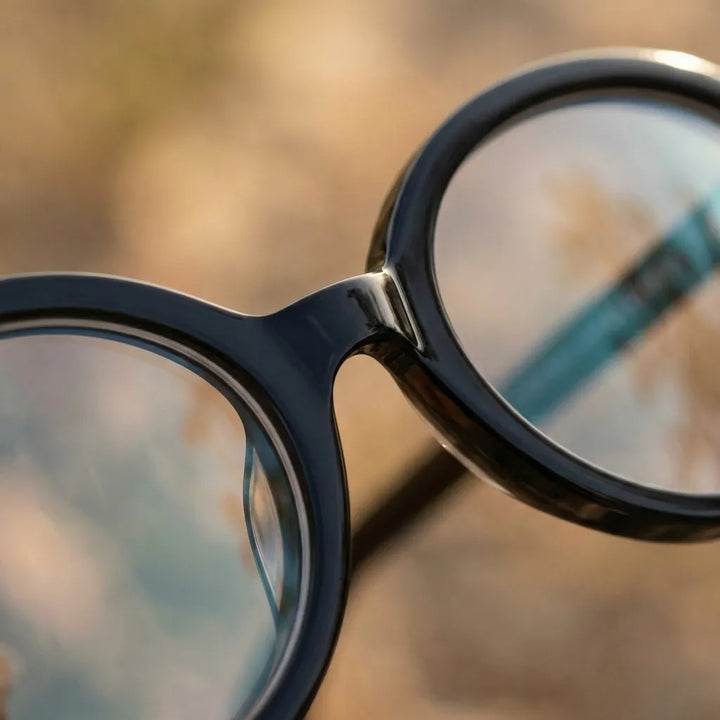 Lentes opticos Guapi Island Negro close-up acetato textura detalle material antirreflex receta optica bio-acetato Bonoboss #editorial_acetato-textura #color_negro