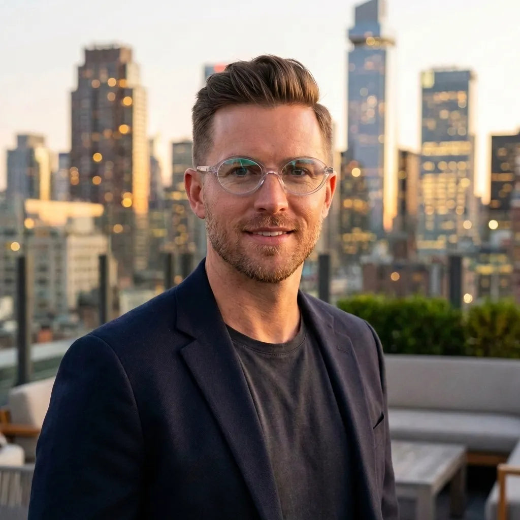 Lentes opticos Guapi Transparente hombre urbano ciudad moderna sofisticado antirreflex receta optica bio-acetato Bonoboss #editorial_hombre-urbano #color_transparente