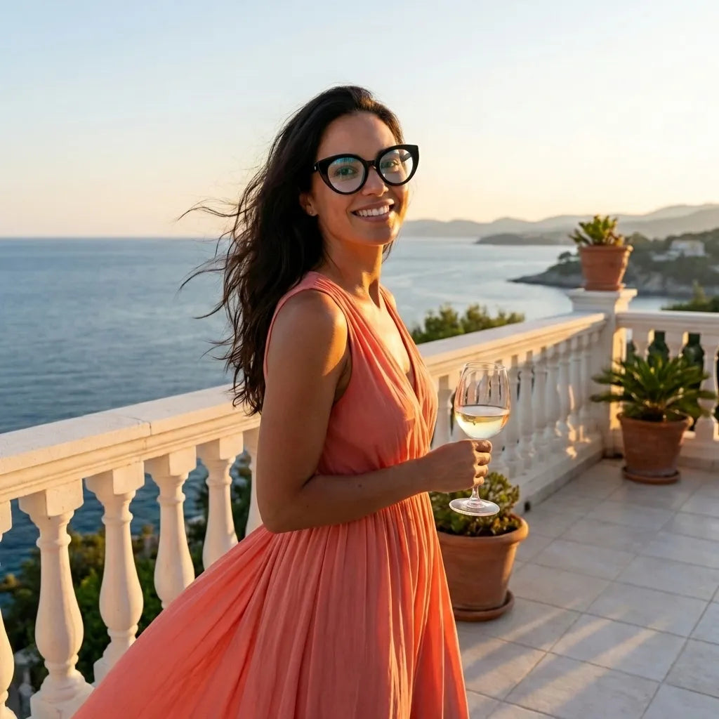 Mujer con Hannover negro lentes con receta estilo elegante #color_negro