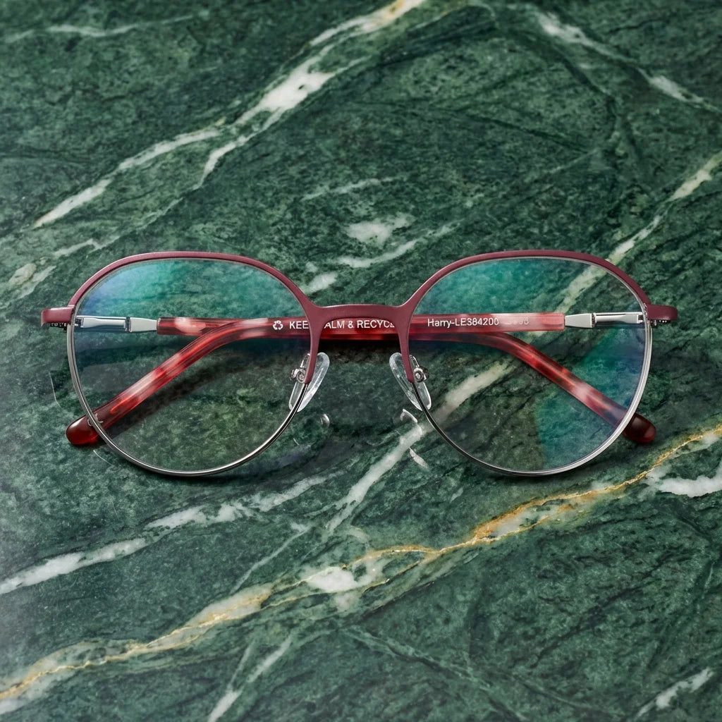 Harry Kids lentes ópticos rojo marmol verde frontal Bonoboss #color_rojo