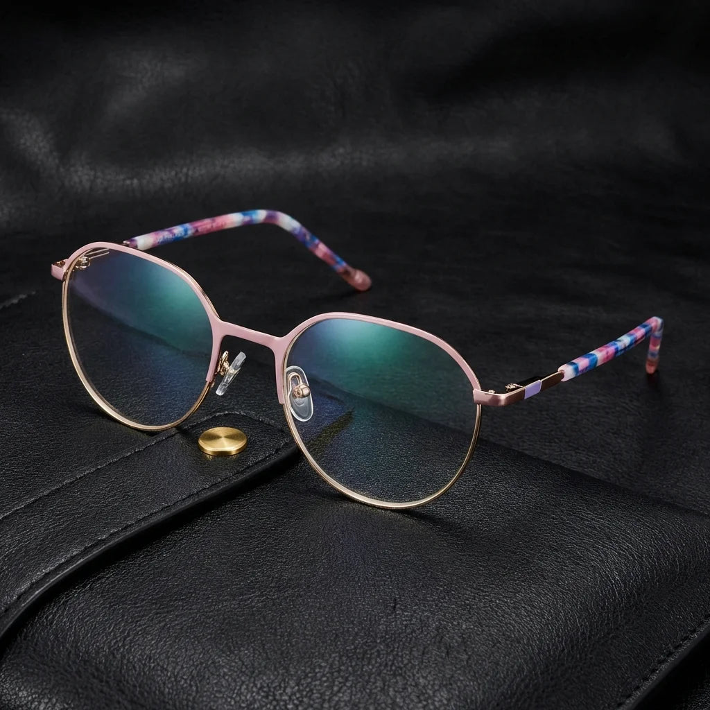 Harry Kids lentes ópticos rosado cuero negro brass Bonoboss #color_rosado