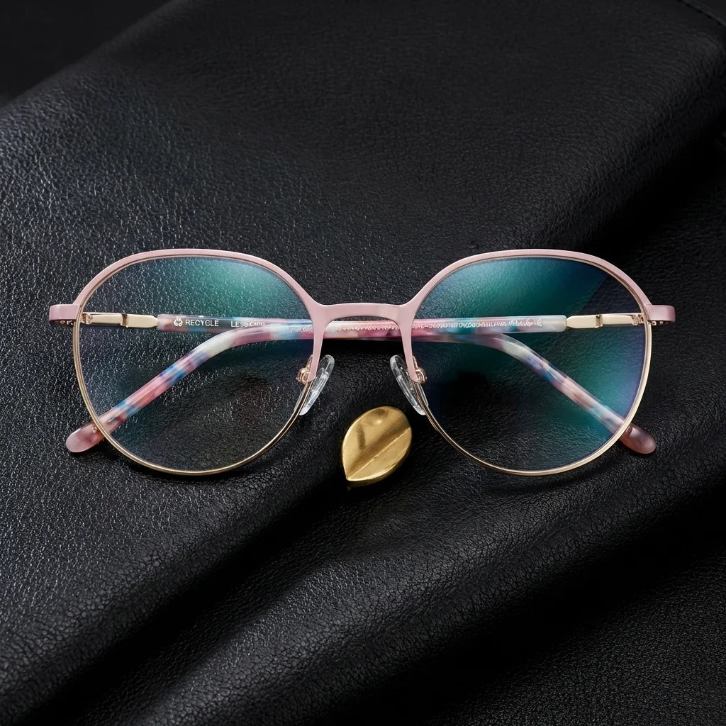 Harry Kids lentes ópticos rosado cuero negro brass frontal Bonoboss #color_rosado