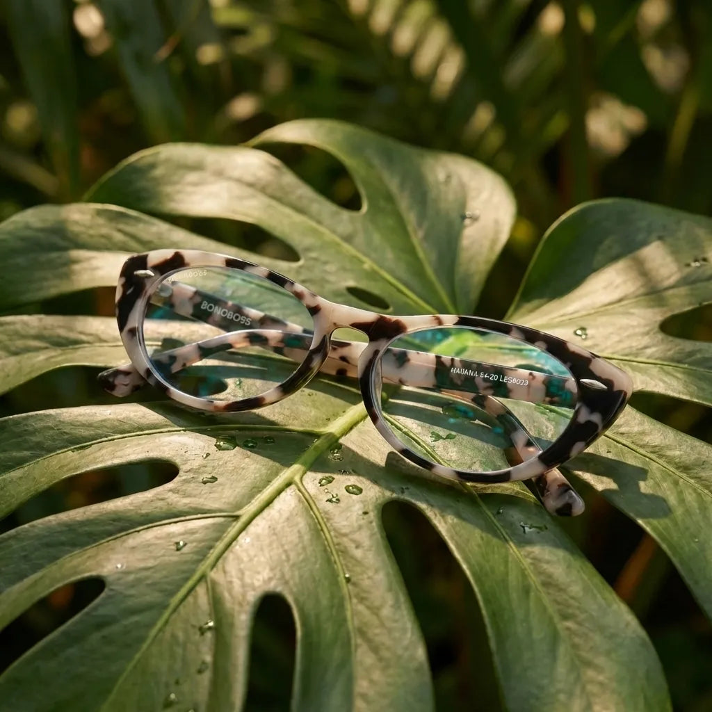 Lentes opticos Havana Marble composicion botanica natural sustentable antirreflex receta optica bio-acetato Bonoboss #editorial_botanico #color_marble