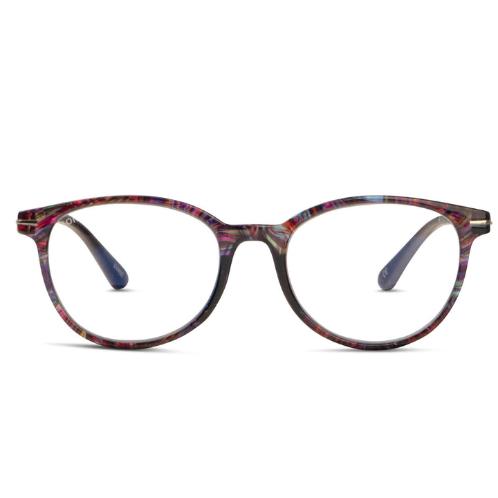 anteojos de lectura presbicia agatados con filtro de luz azul para hombre y mujer de colores vistosos con terminación matte. Vista frontal